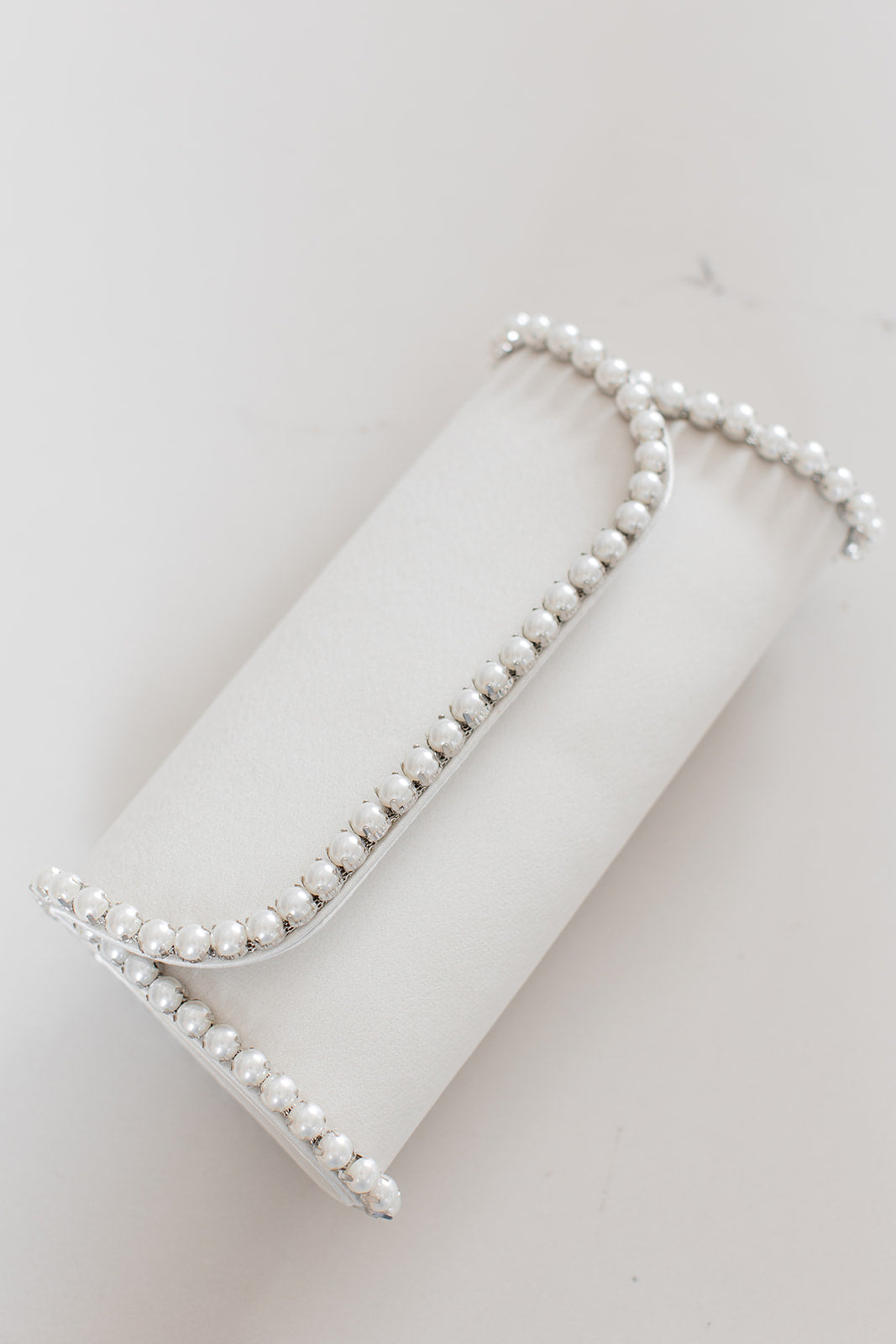 Luna Sculpted Pearl Trim Envelope Clutch Ivory – The White