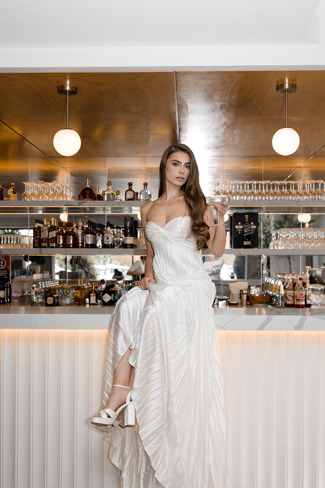 Fern - Cross Over Block Heel Platform - Ivory Silk Satin