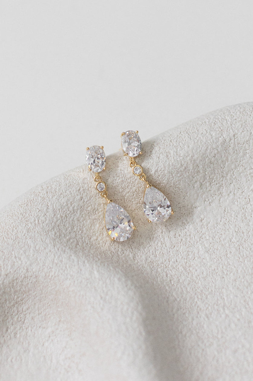 Buy Ramona - Teardrop and Oval Crystal Bridal Earrings online | The White Collection Australia