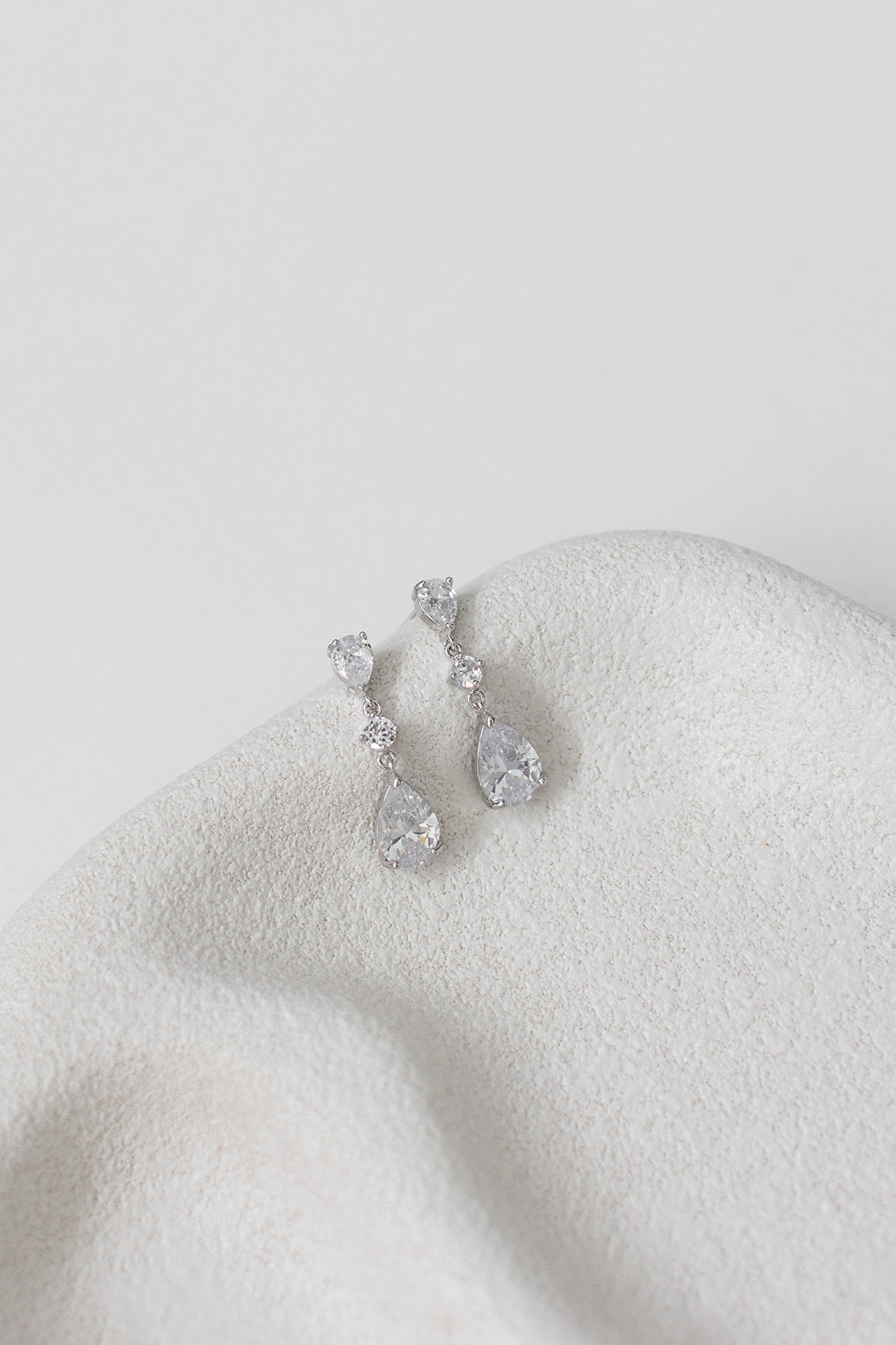 Rayna - Classic Pear Shaped Crystal Drop Bridal Earrings