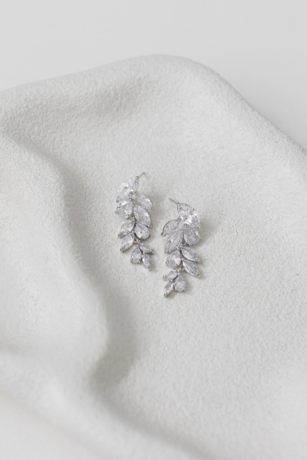 Buy Eva - Crystal Leaf Drop Bridal Earrings online | The White Collection Australia