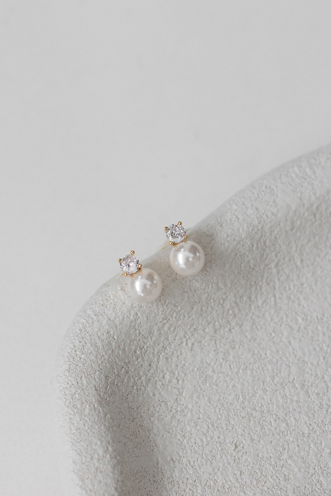 Anne - Pearl and Crystal Bridal Stud Earrings