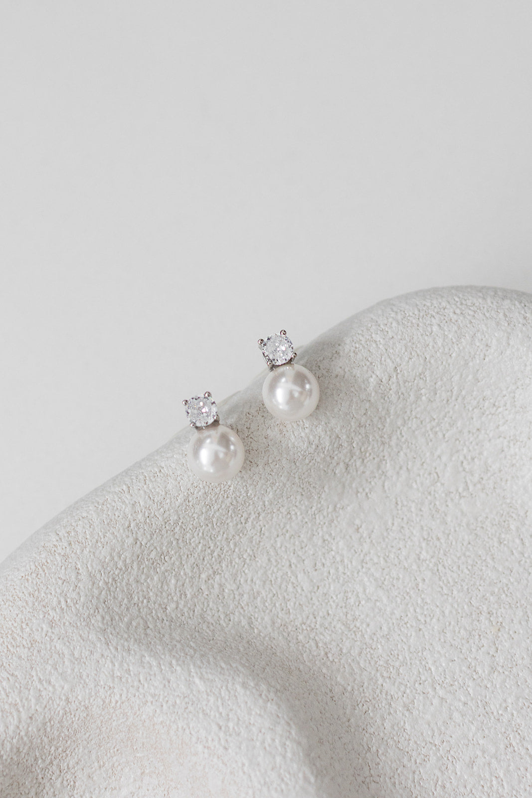 Anne - Pearl and Crystal Bridal Stud Earrings