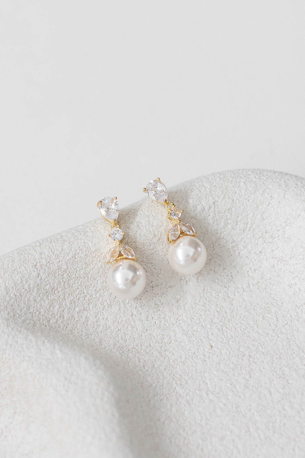 Phoebe - Dainty Pearl Drop Bridal Earrings
