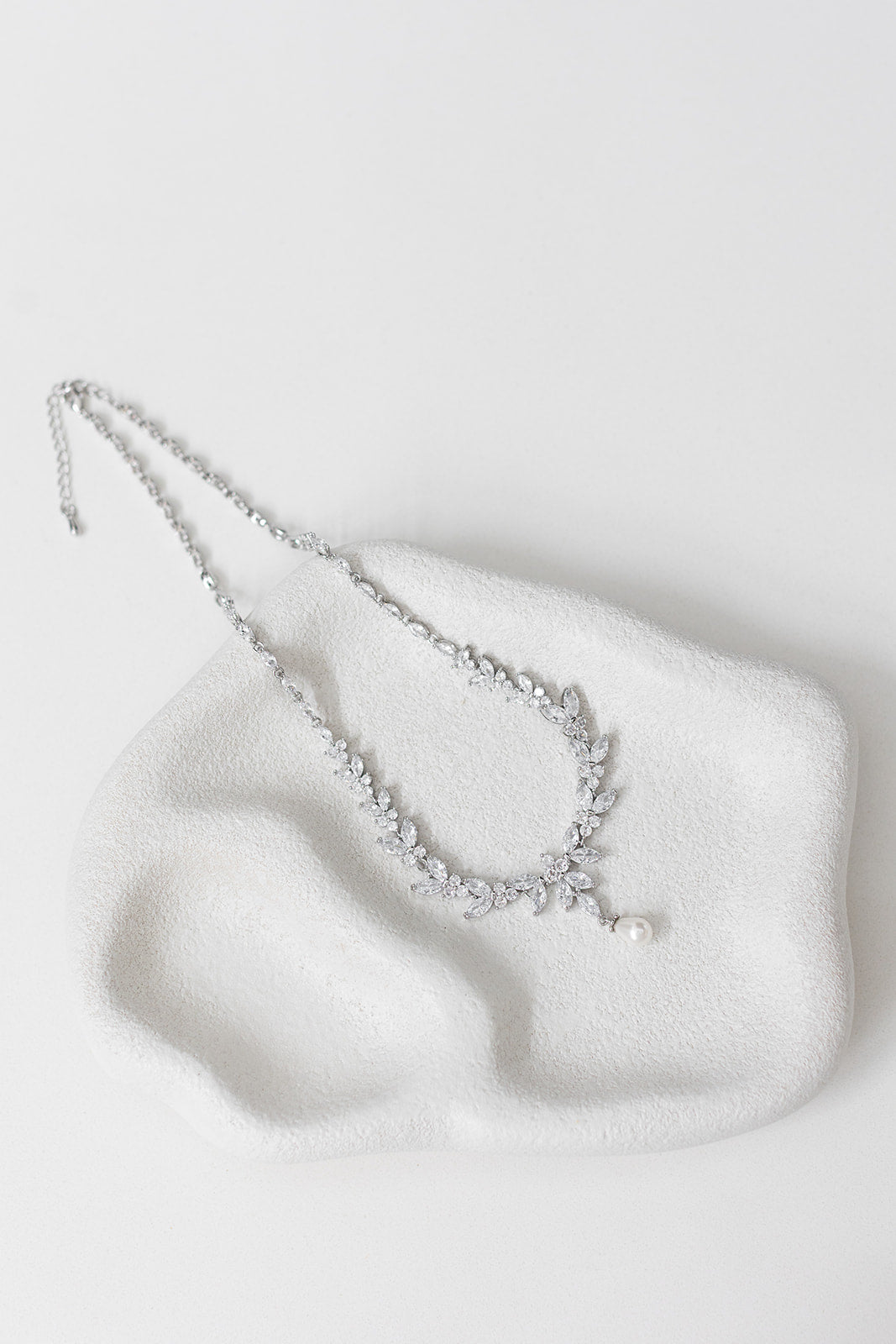 Courtney Pearl - Statement Crystal and Pearl Bridal Necklace