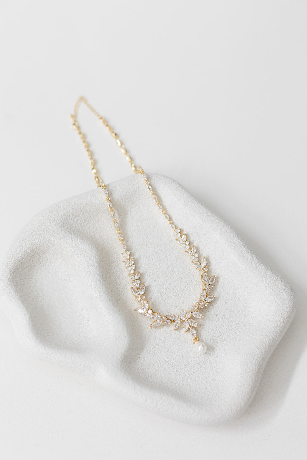 Courtney Pearl - Statement Crystal and Pearl Bridal Necklace