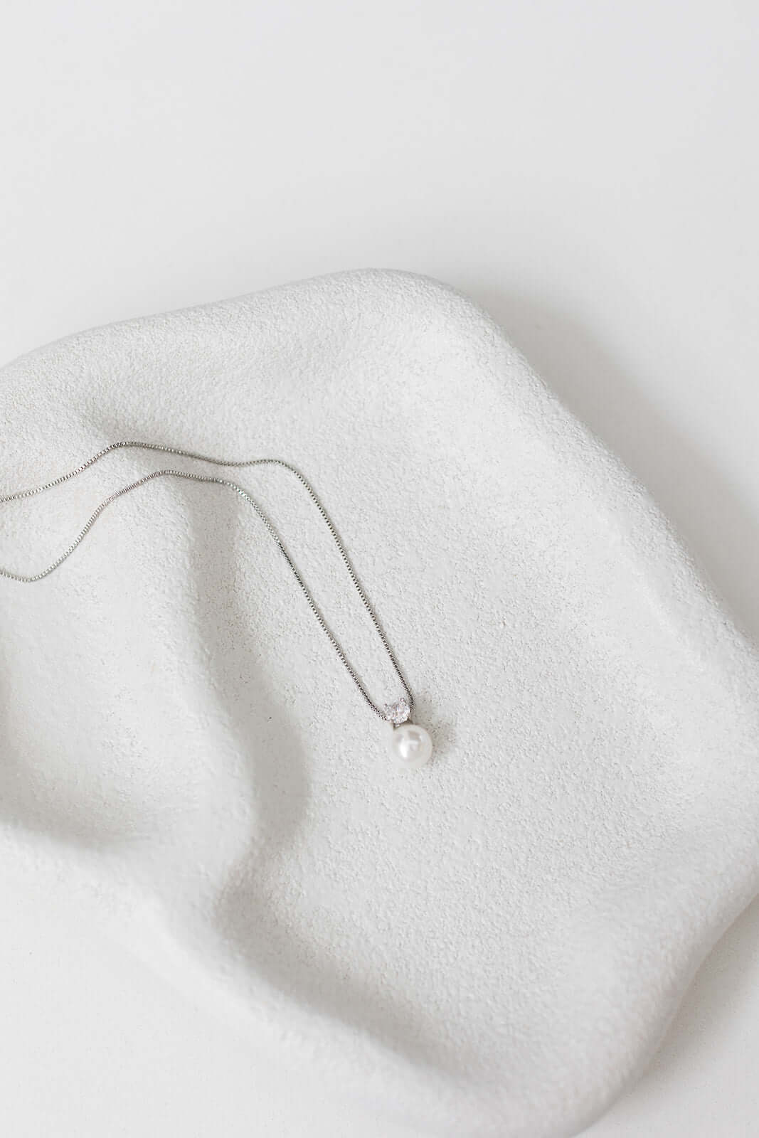 Buy Anna - Delicate Crystal and Pearl Drop Bridal Necklace - Silver online | The White Collection Australia