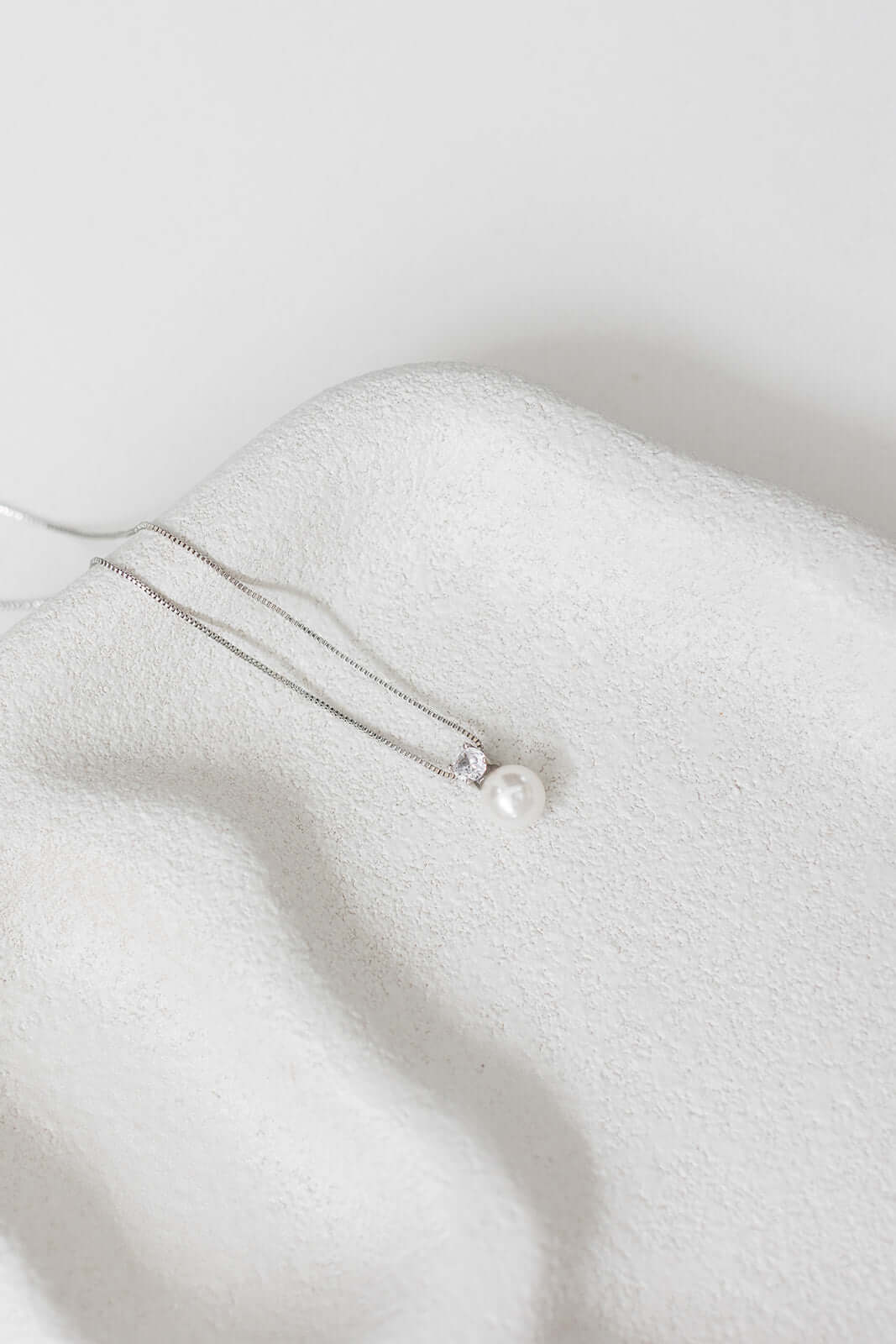 Buy Anna - Delicate Crystal and Pearl Drop Bridal Necklace - Silver online | The White Collection Australia