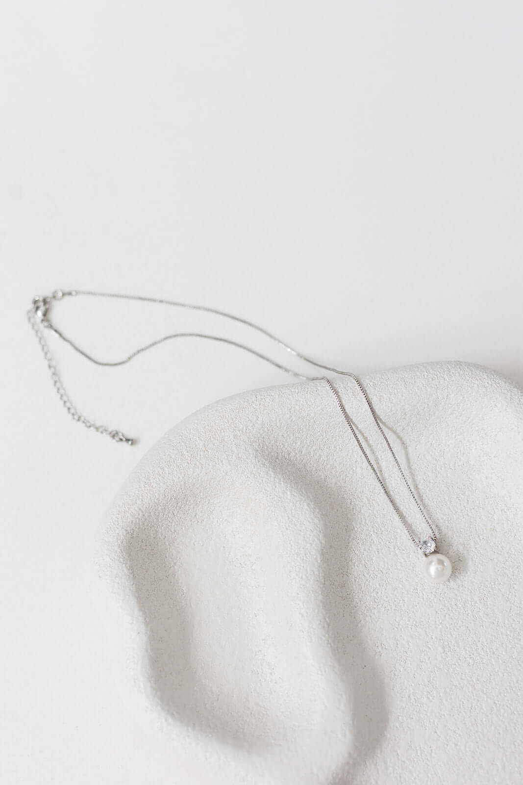 Buy Anna - Delicate Crystal and Pearl Drop Bridal Necklace - Silver online | The White Collection Australia