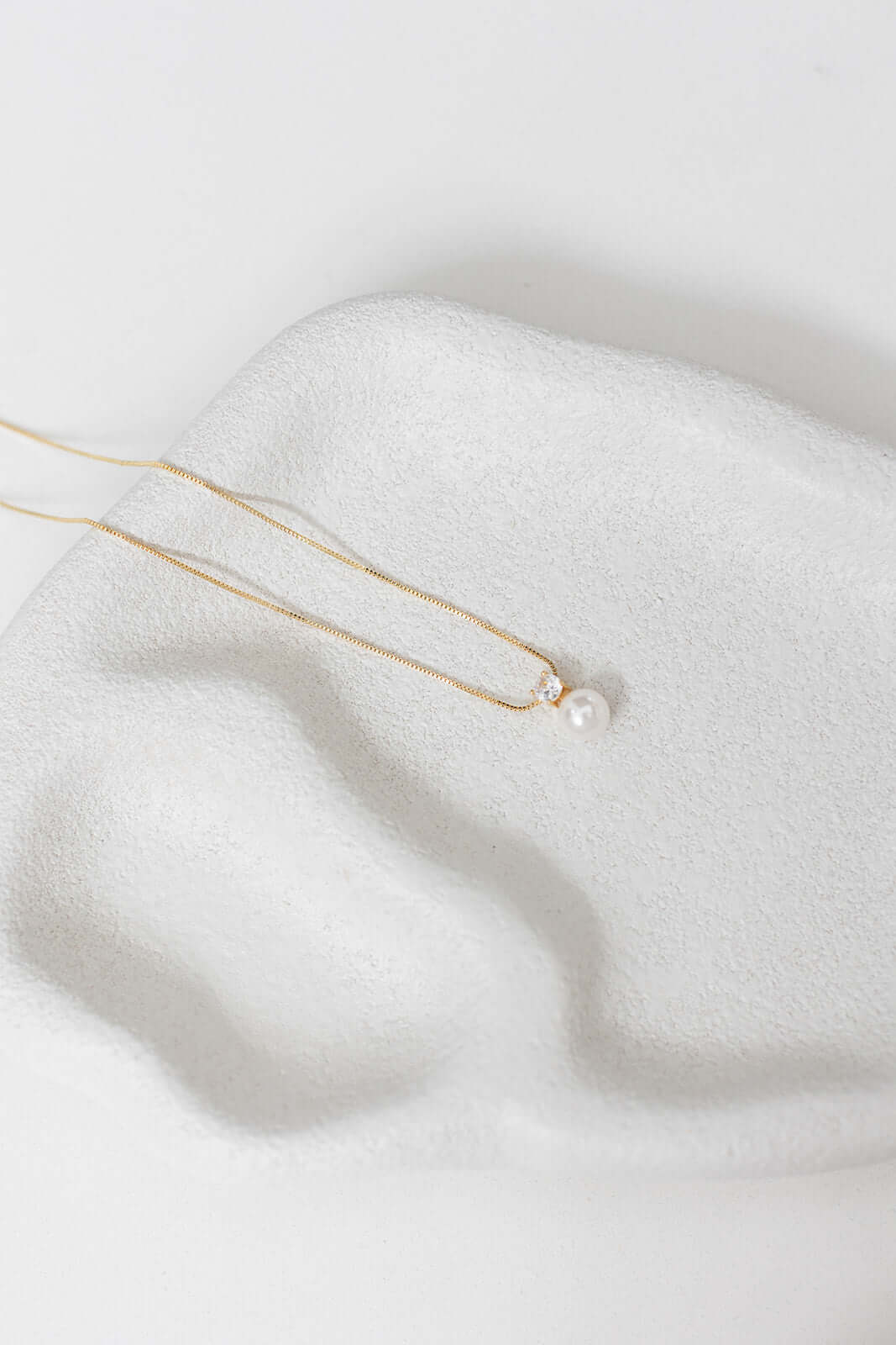 Buy Anna - Delicate Crystal and Pearl Drop Bridal Necklace - Gold online | The White Collection Australia