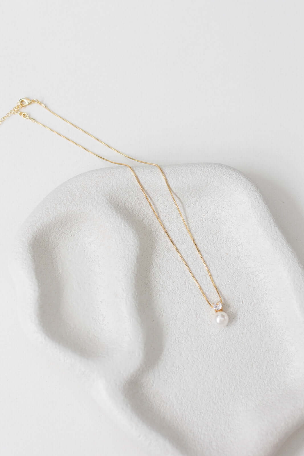 Buy Anna - Delicate Crystal and Pearl Drop Bridal Necklace - Gold online | The White Collection Australia