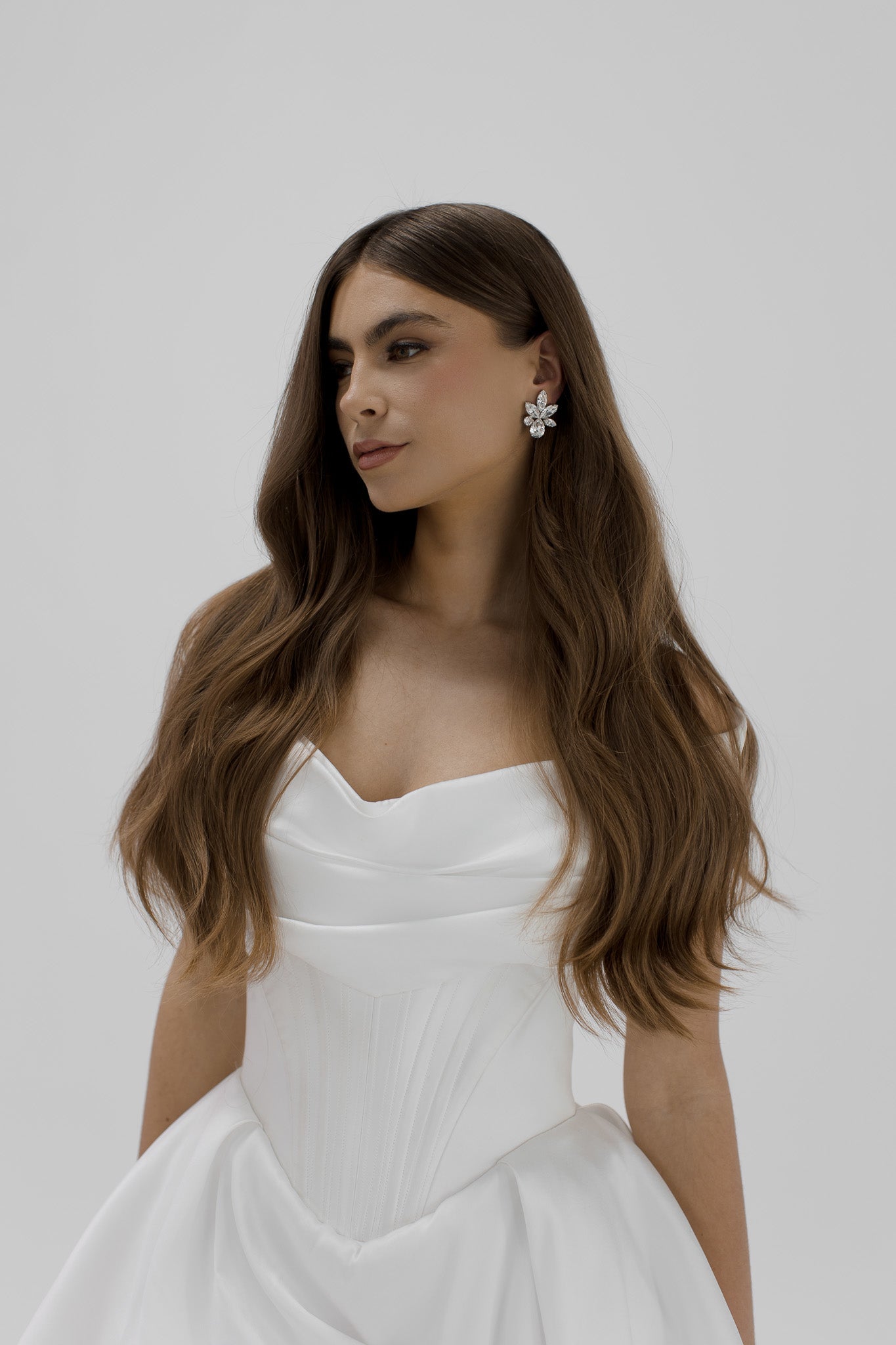 Elina - Silver Statement Swarovski Cluster Bridal Earrings