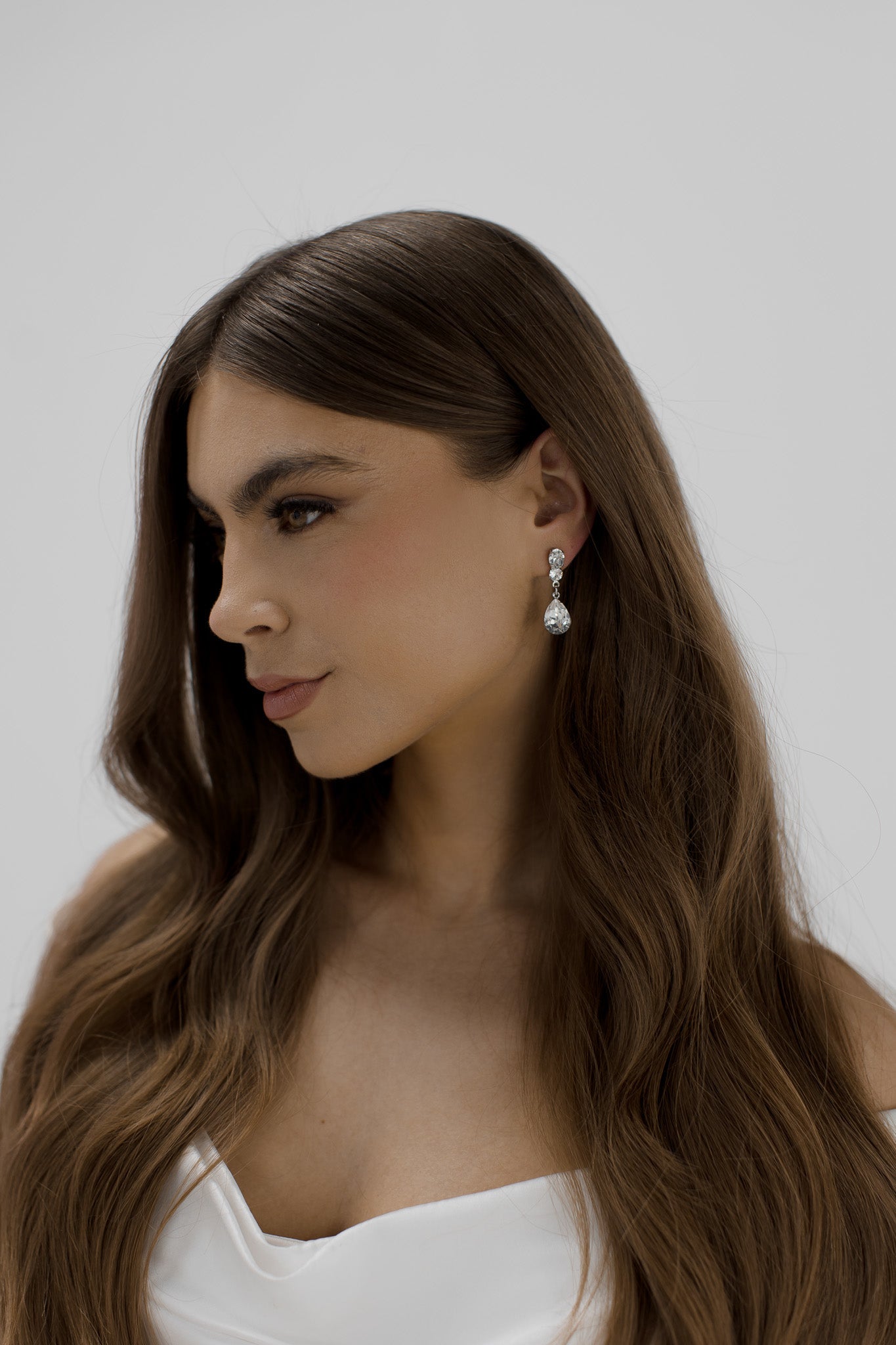 Buy Bianca - Swarovski Crystal Pear Drop Bridal Earrings online | The White Collection Australia
