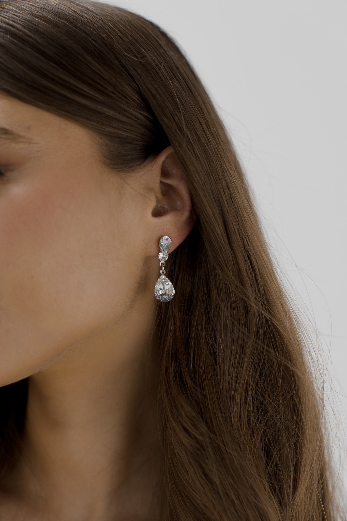 Buy Bianca - Swarovski Crystal Pear Drop Bridal Earrings online | The White Collection Australia