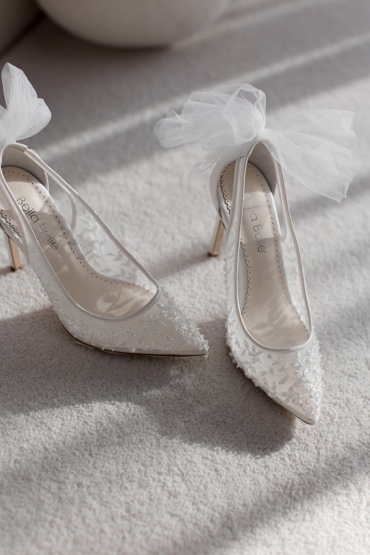 Bella Belle - Edna - Floral and Tulle Bow Pump – The White Collection