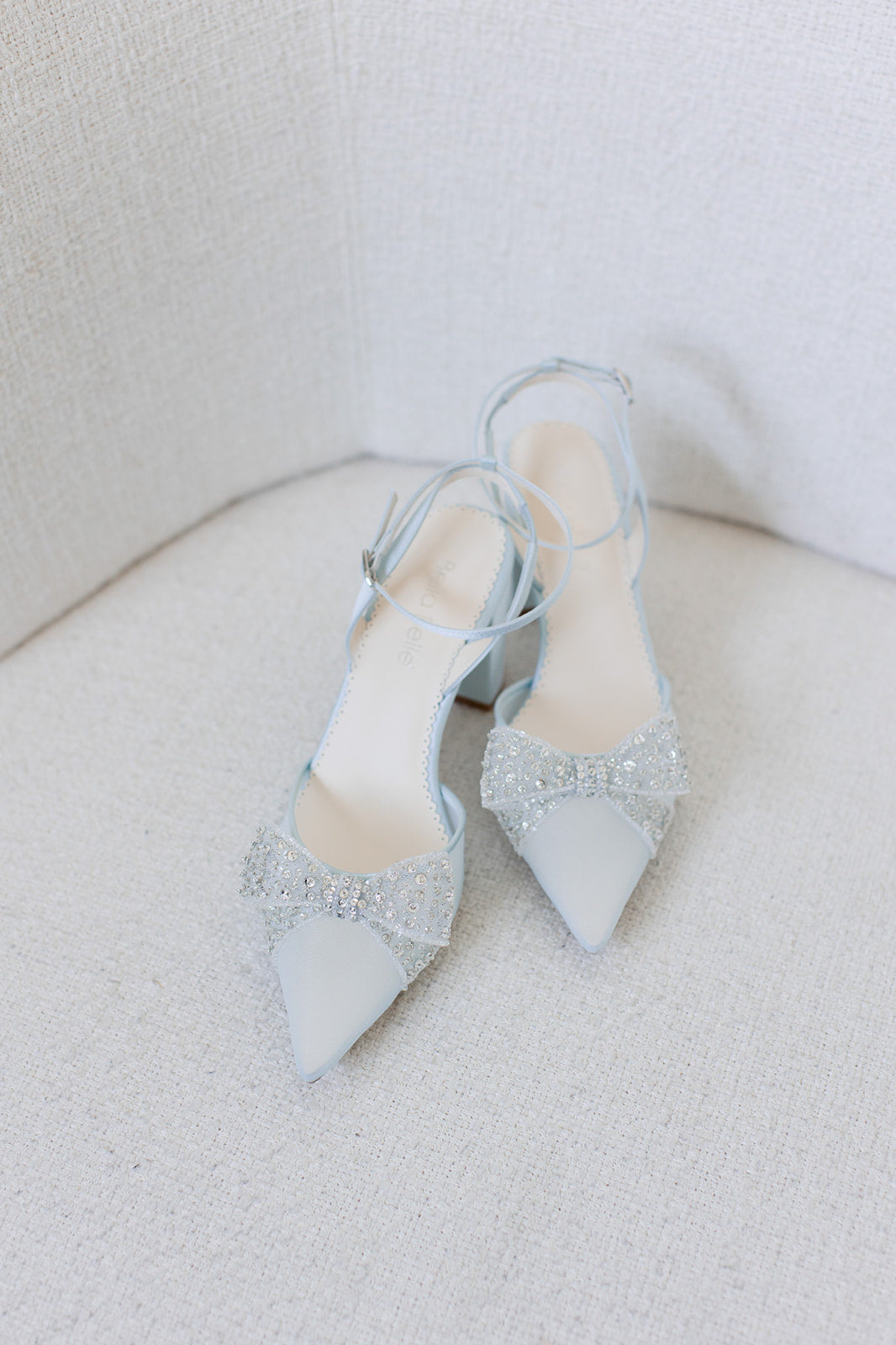 Buy Athena - Blue Crystal Block Heels with Removable Ankle Strap online | The White Collection Australia