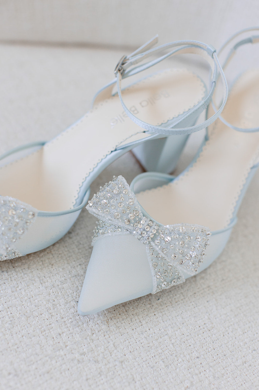 Buy Athena - Blue Crystal Block Heels with Removable Ankle Strap online | The White Collection Australia