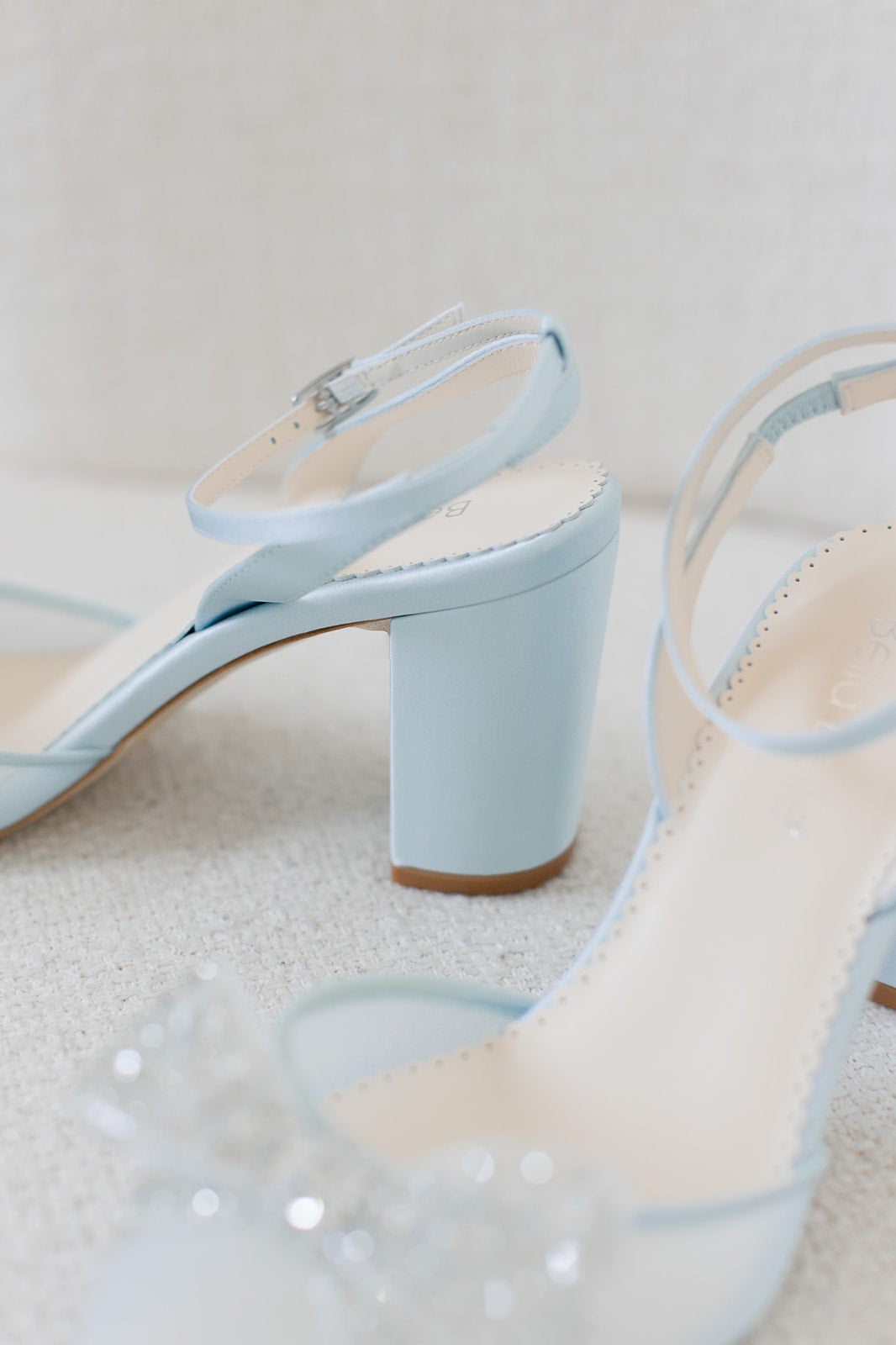 Buy Athena - Blue Crystal Block Heels with Removable Ankle Strap online | The White Collection Australia