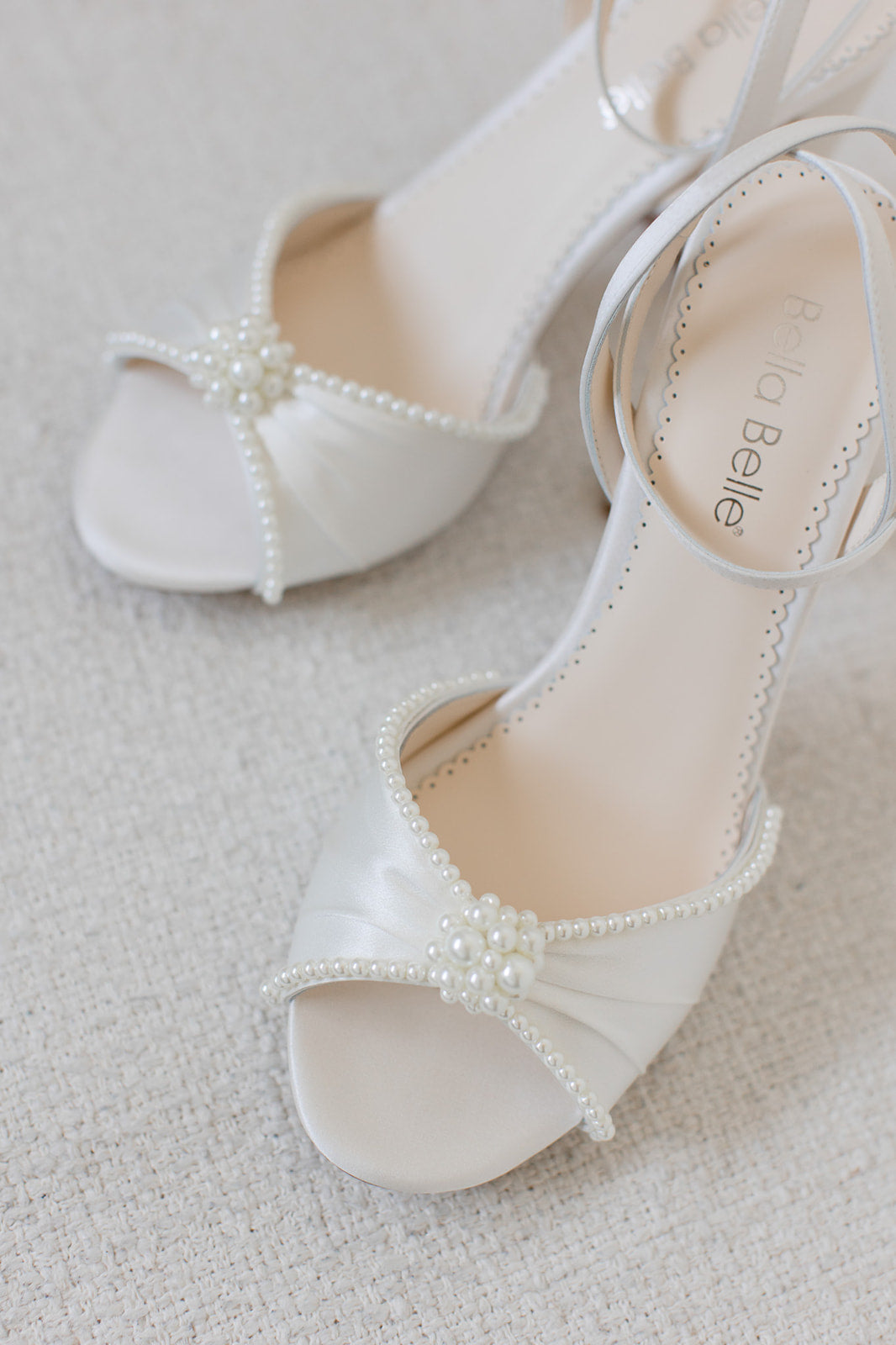 Buy Tinsley - Ivory Open Toe Pearl Wedding Shoes Block Heel Sandals online | The White Collection Australia