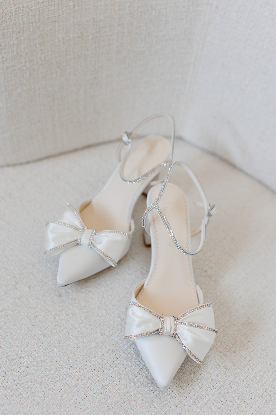 Buy Palmer - Ivory Crystal Edged Wedding Shoes with Bow and Block Heel online | The White Collection Australia