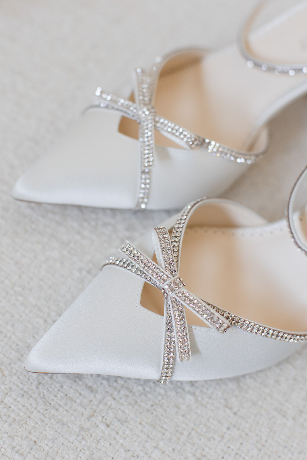 Buy Karissa - Ivory Bridal Block Heels with Crystal Bows, Trim and Straps online | The White Collection Australia