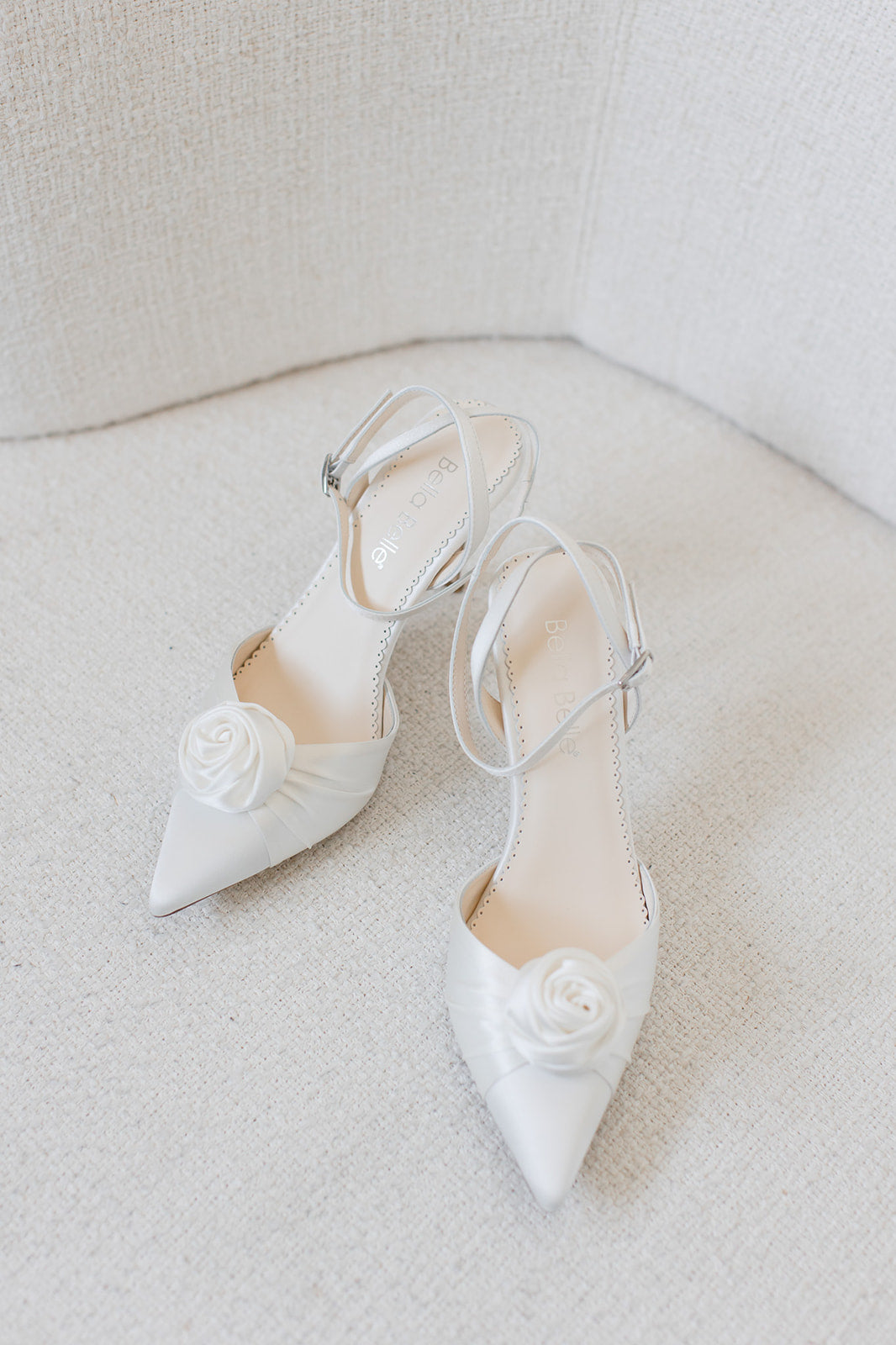 Buy Noelle - Ivory Pointed Toe Rosette Ivory Flower Heels online | The White Collection Australia