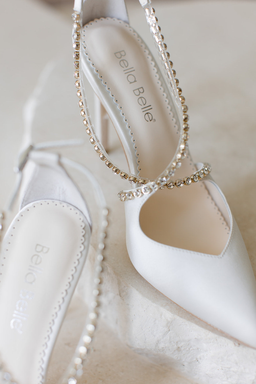 Madison - Ivory Criss Cross Crystal Strap Heels