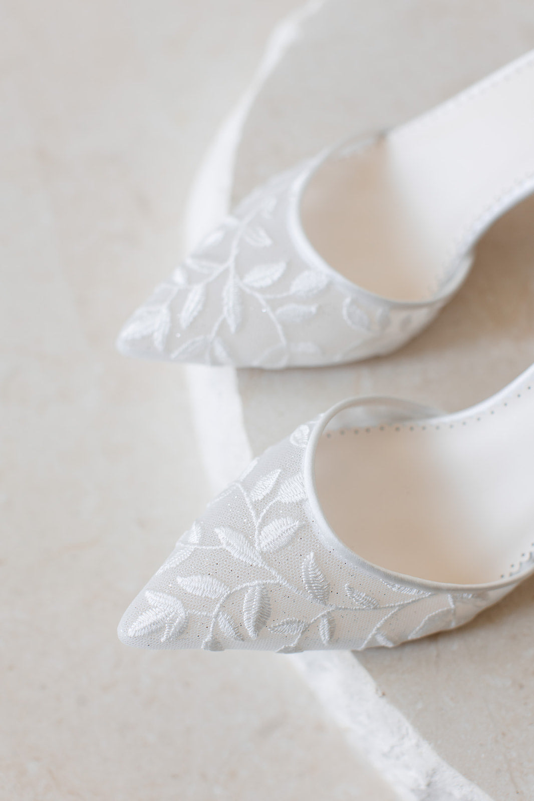 Buy Joselyn - Vine Embroidered Ivory Lace Heels with Ankle Strap Tulle Bows online | The White Collection Australia