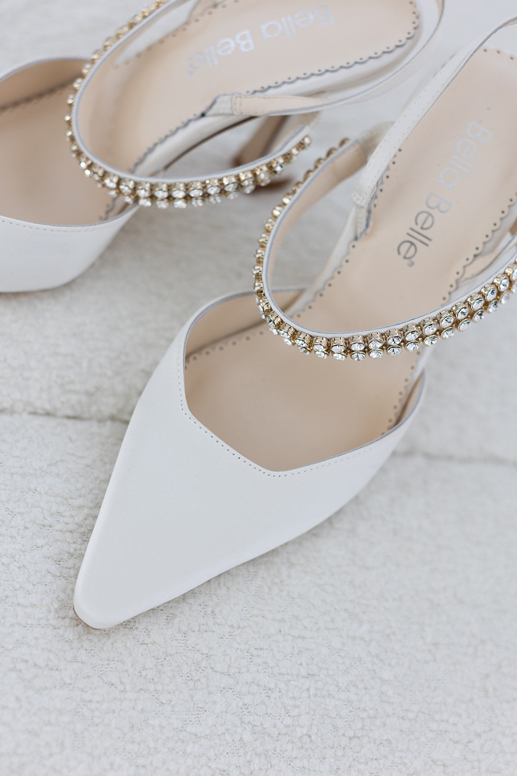 Buy Campbell - Crystal Strap Spool Heel Slingbacks - Ivory online | The White Collection Australia