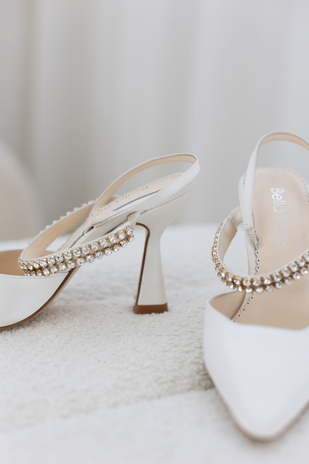 Buy Campbell - Crystal Strap Spool Heel Slingbacks - Ivory online | The White Collection Australia