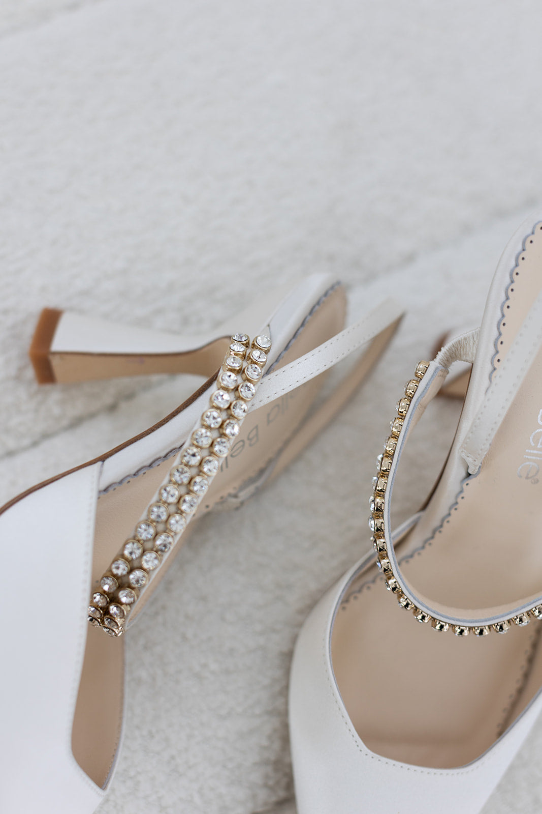 Buy Campbell - Crystal Strap Spool Heel Slingbacks - Ivory online | The White Collection Australia