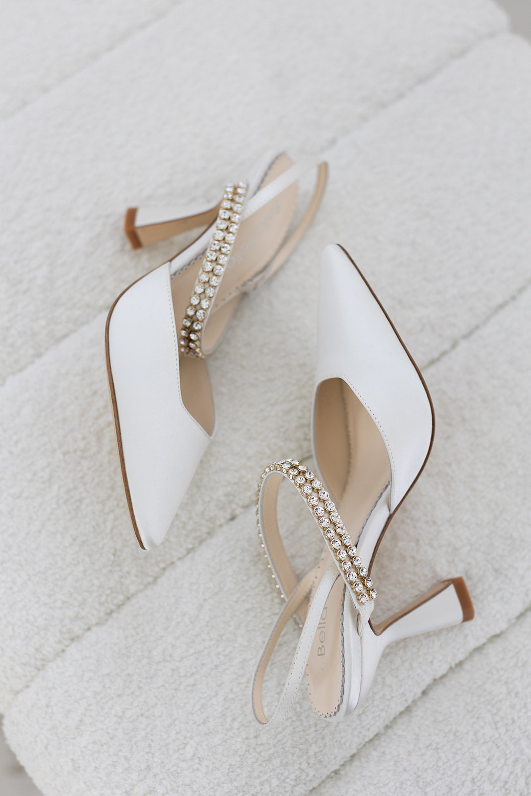 Buy Campbell - Crystal Strap Spool Heel Slingbacks - Ivory online | The White Collection Australia