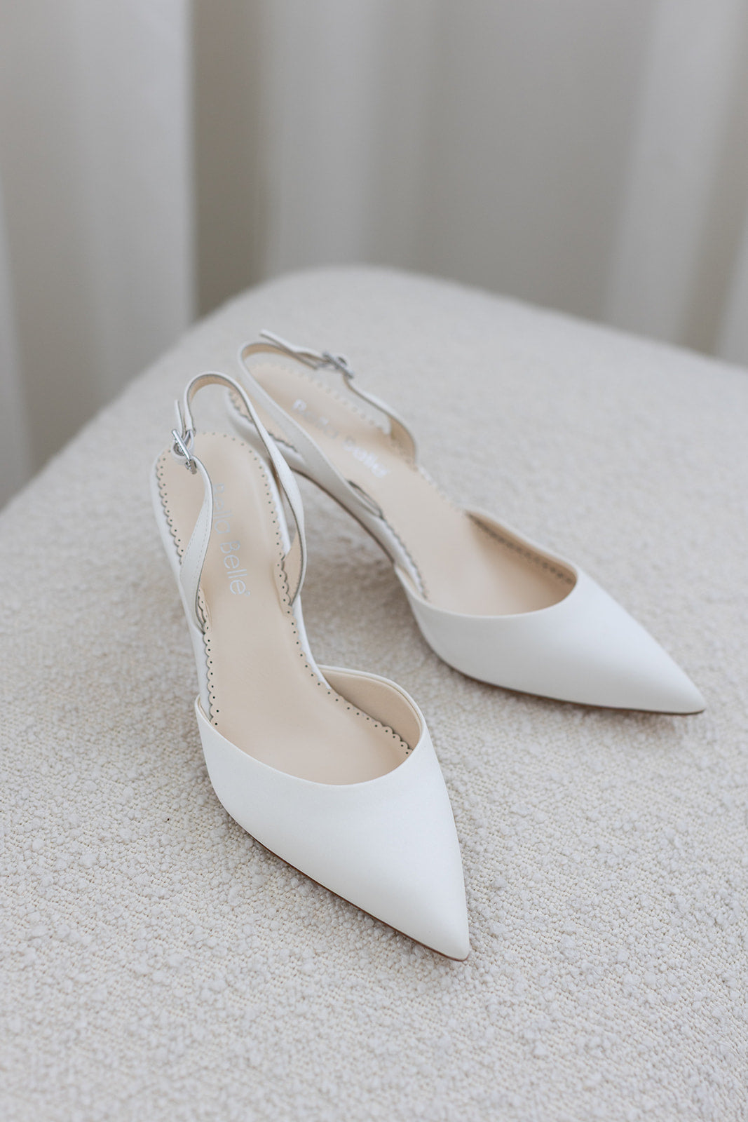 Simone - Pointed Toe Slingback Stiletto Heels - Ivory