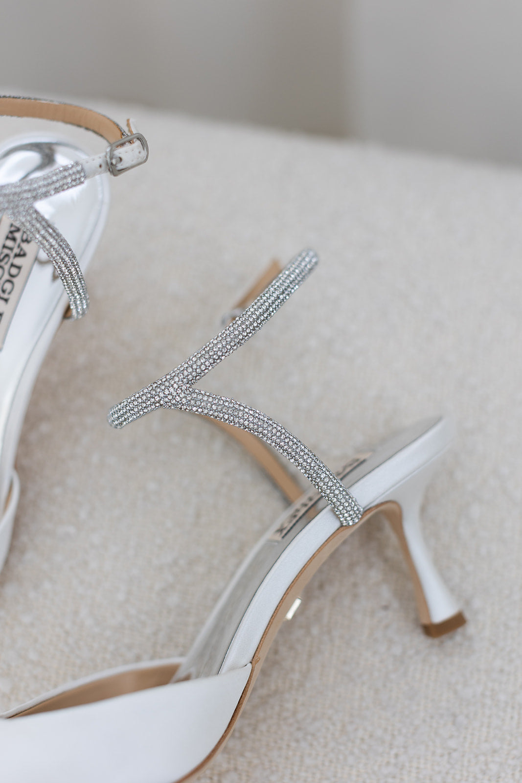 Buy Autumn - Crystal Ankle Strap Kitten Heel Pumps - White online | The White Collection Australia