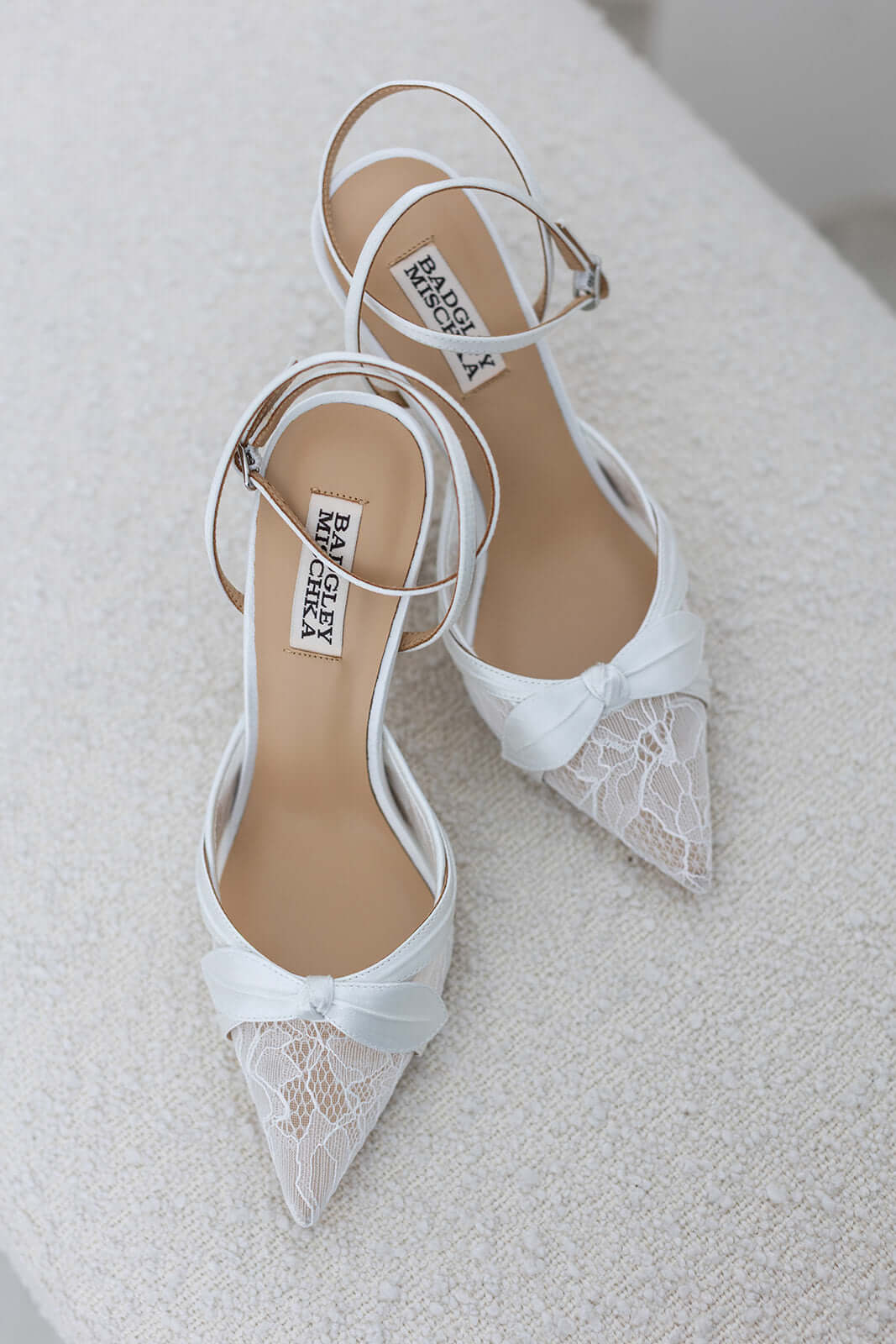 Buy Josie - Pointed Toe Lace Ankle Strap Pumps - Soft White online | The White Collection Australia