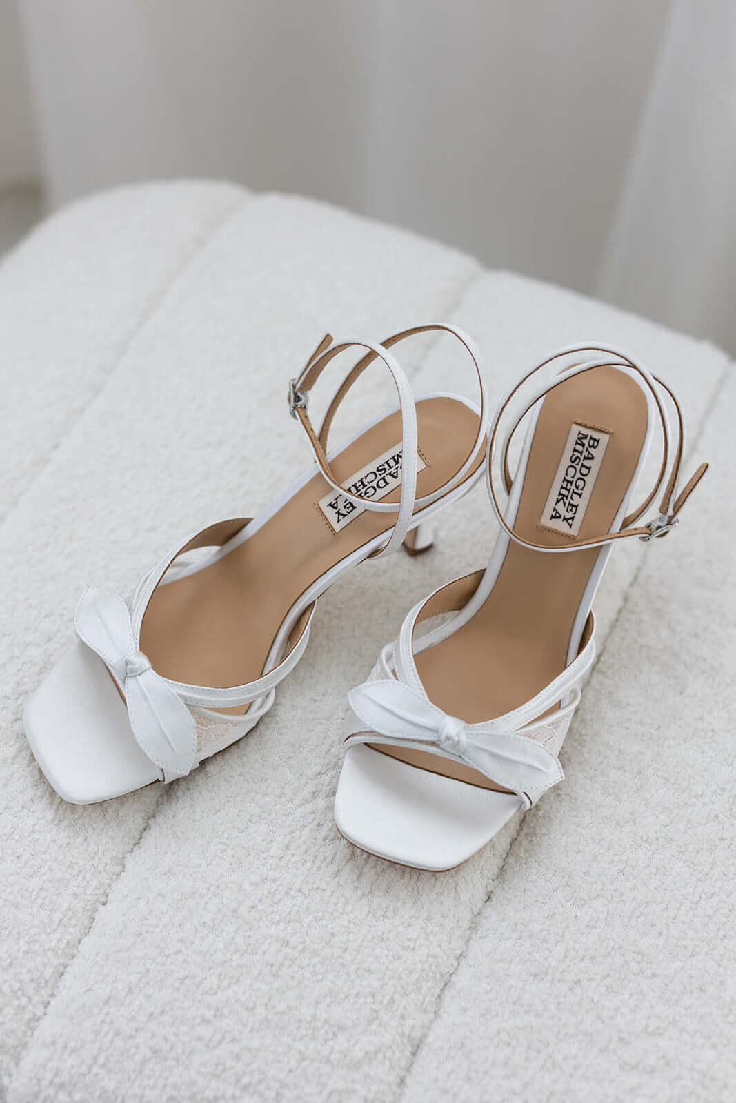 Buy Joselyn - Open Toe Lace Ankle Strap Stiletto Heels - Soft White online | The White Collection Australia