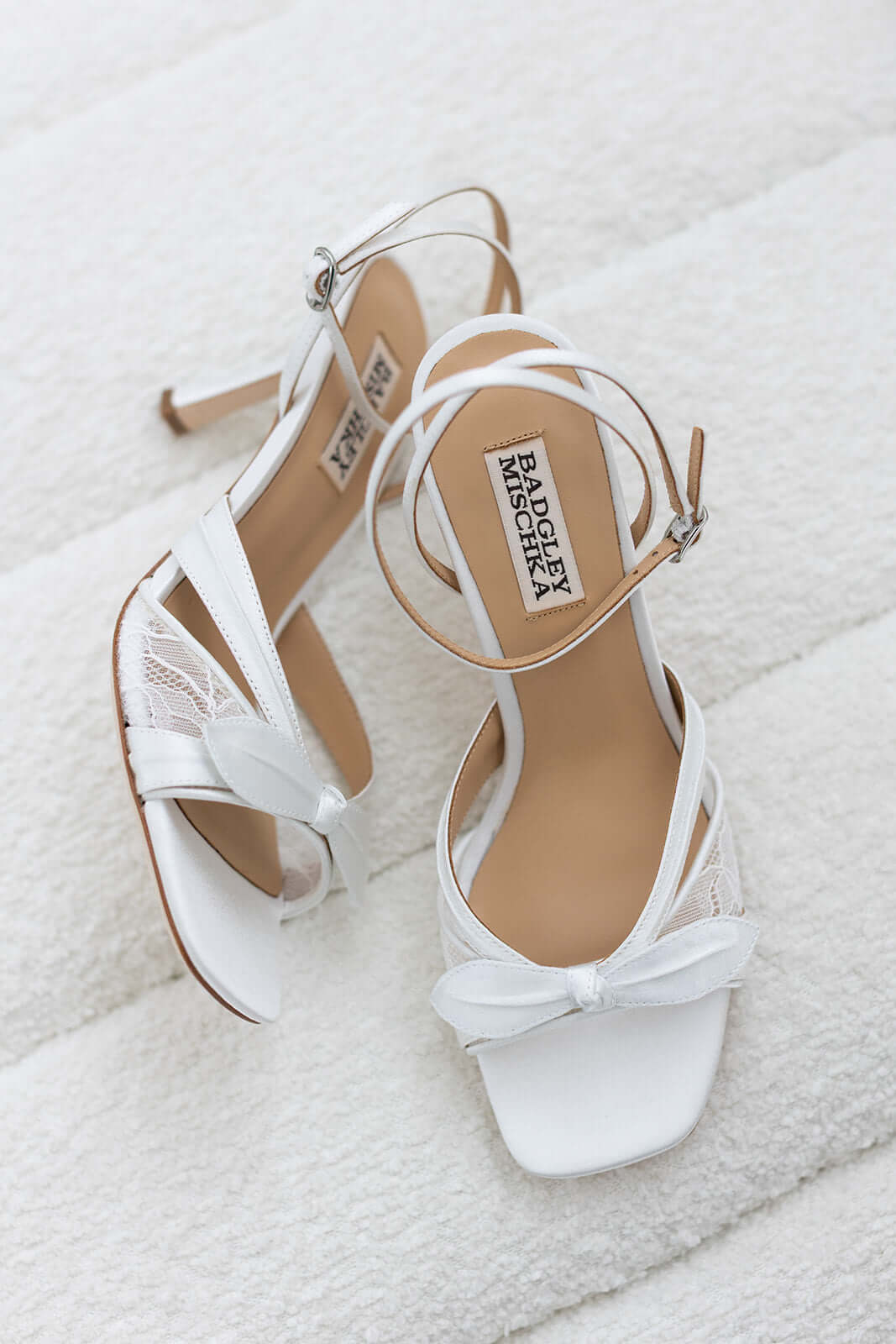 Buy Joselyn - Open Toe Lace Ankle Strap Stiletto Heels - Soft White online | The White Collection Australia