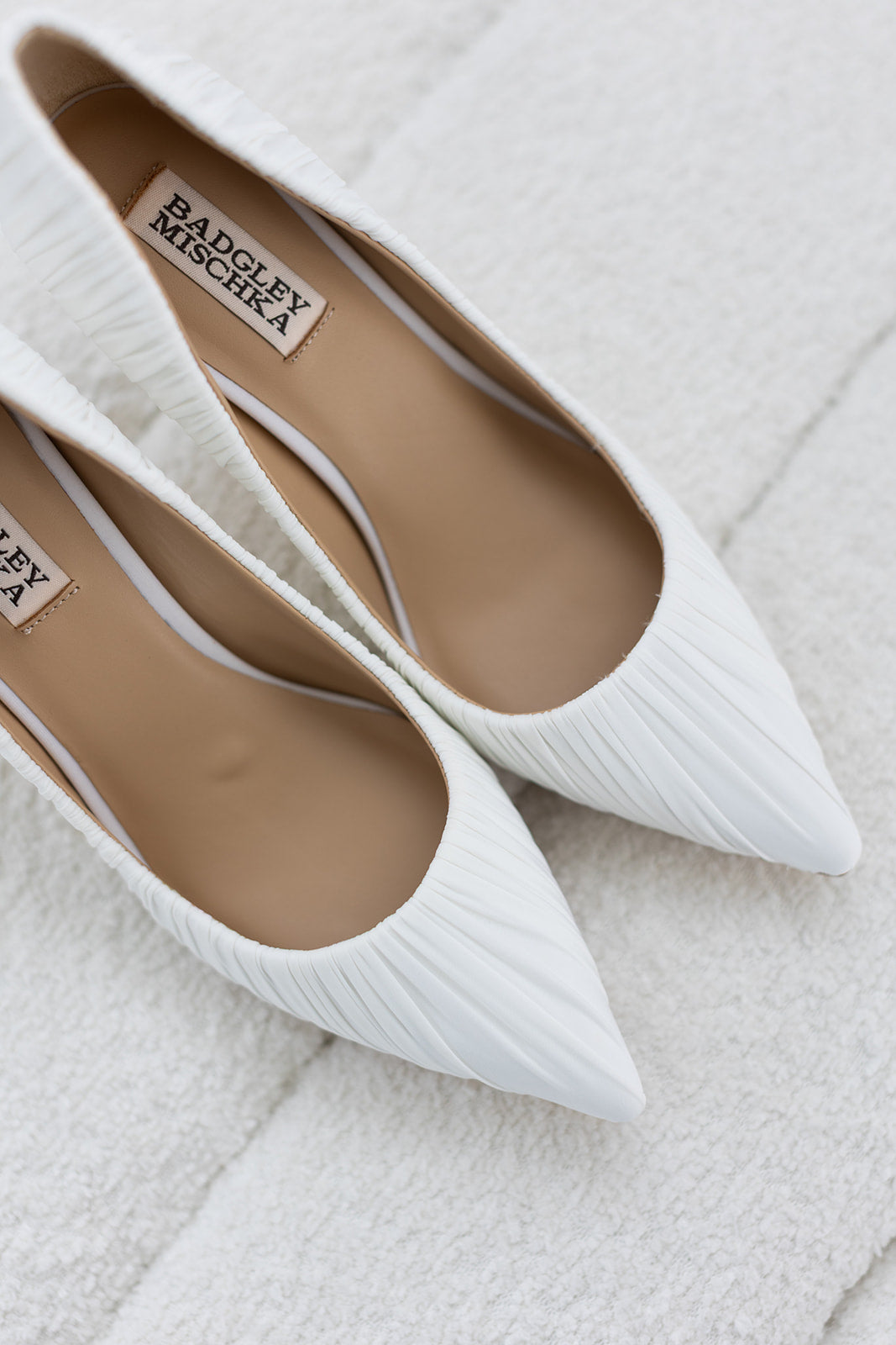 Veronika - Ruched Pointed Toe Pumps - Soft White