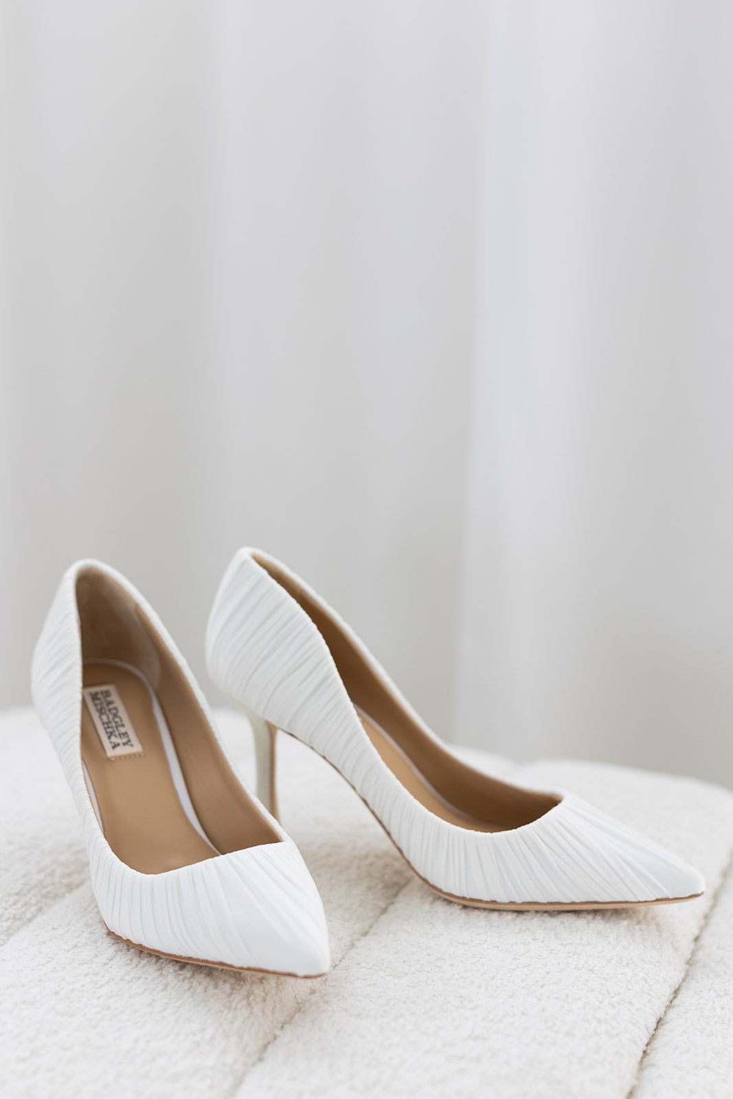 Veronika - Ruched Pointed Toe Pumps - Soft White