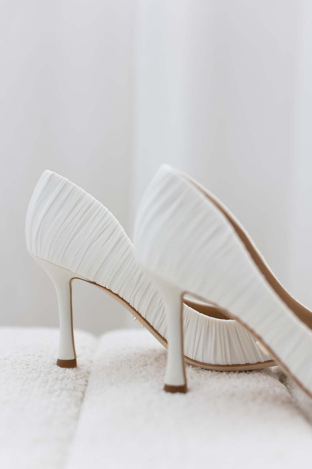 Buy Veronika - Ruched Pointed Toe Pumps - Soft White online | The White Collection Australia