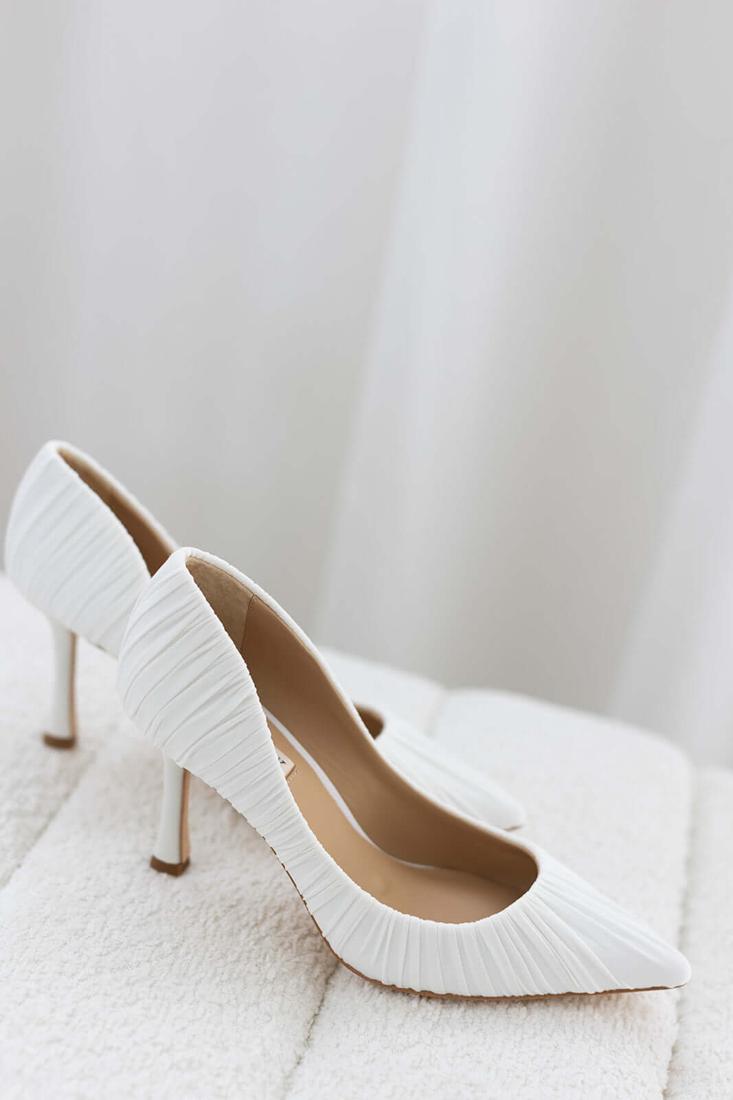 Buy Veronika - Ruched Pointed Toe Pumps - Soft White online | The White Collection Australia