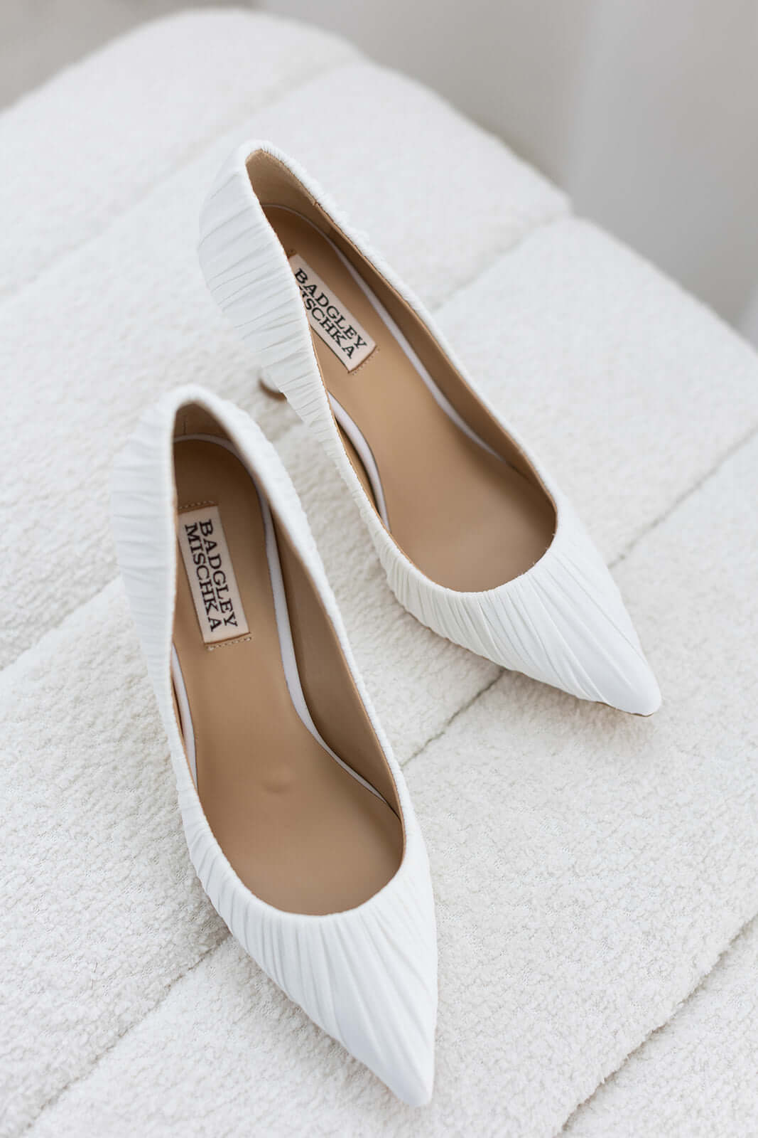Buy Veronika - Ruched Pointed Toe Pumps - Soft White online | The White Collection Australia