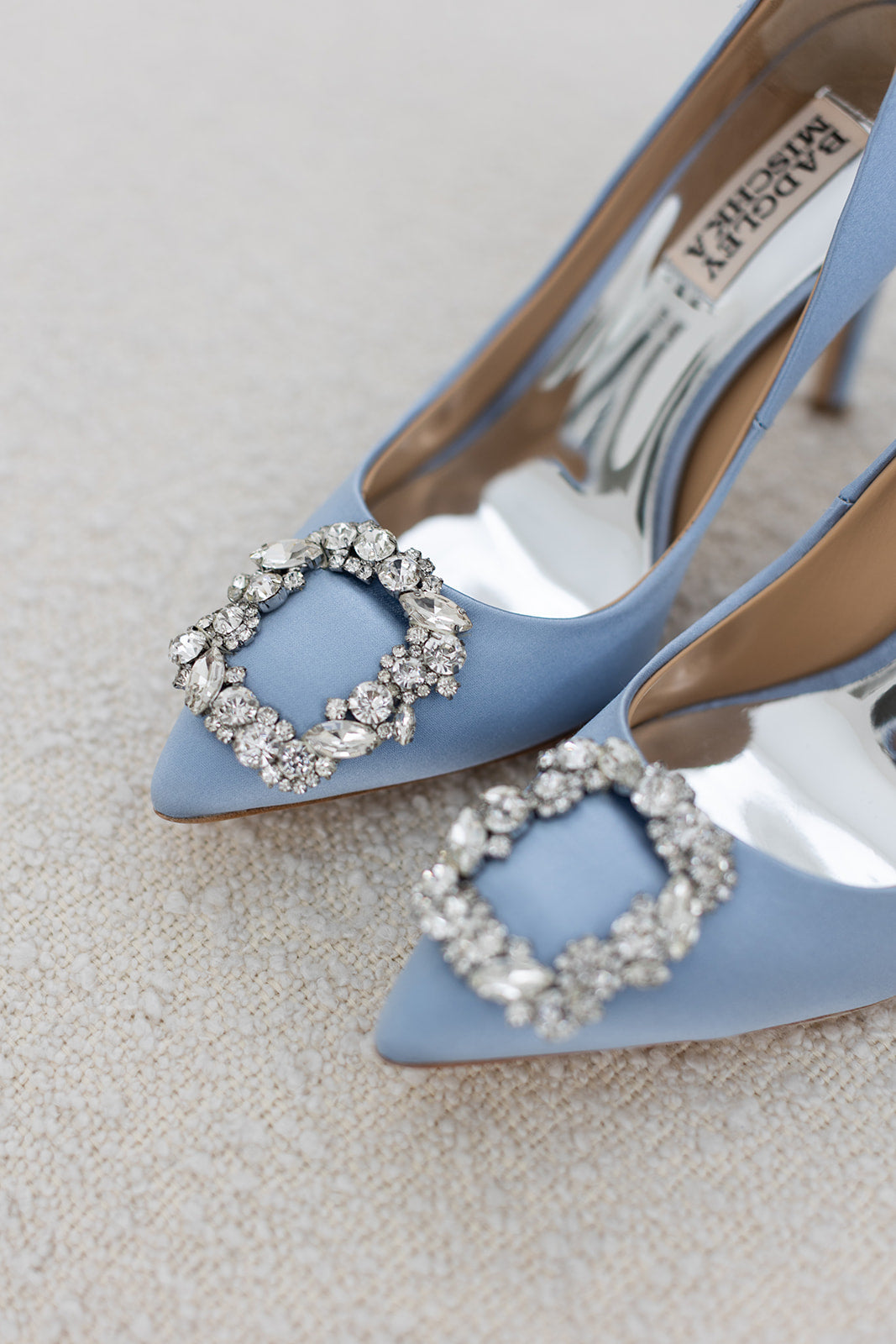 Cher - Crystal Buckle High Heel Stiletto Pump - Azure Blue