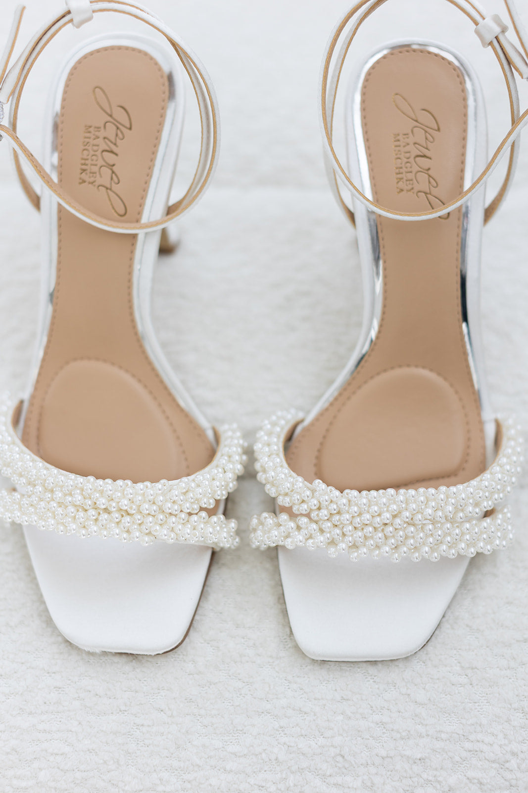 Noah - Open Toe Strappy Pearl High Heels - Ivory