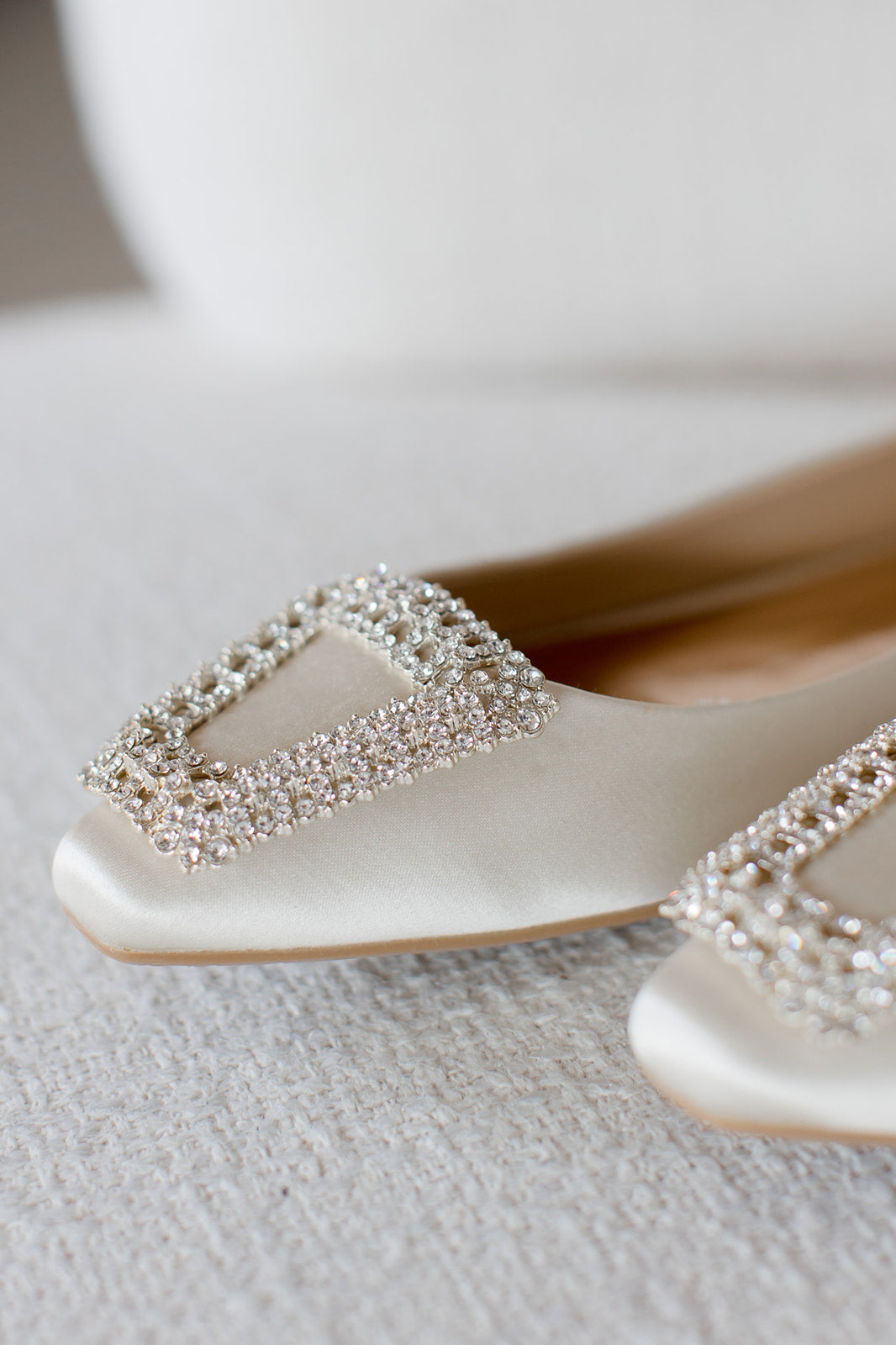 Buy Emerie - Crystal Buckle Flats - Ivory online | The White Collection Australia