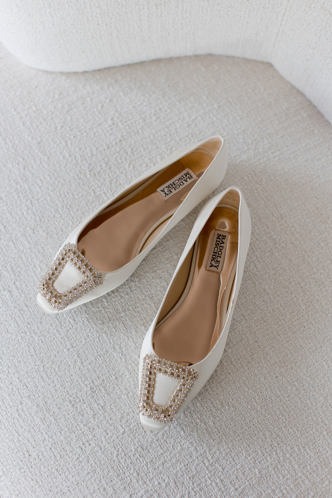 Buy Emerie - Crystal Buckle Flats - Ivory online | The White Collection Australia