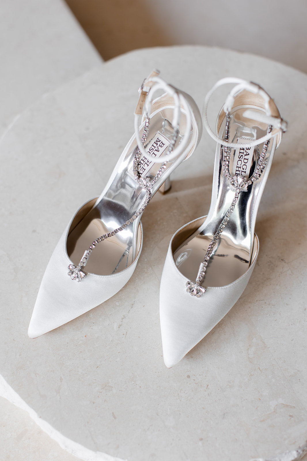 Buy Zayna - Crystal-Embellished T-Strap Stiletto Bridal Heels - Soft White online | The White Collection Australia