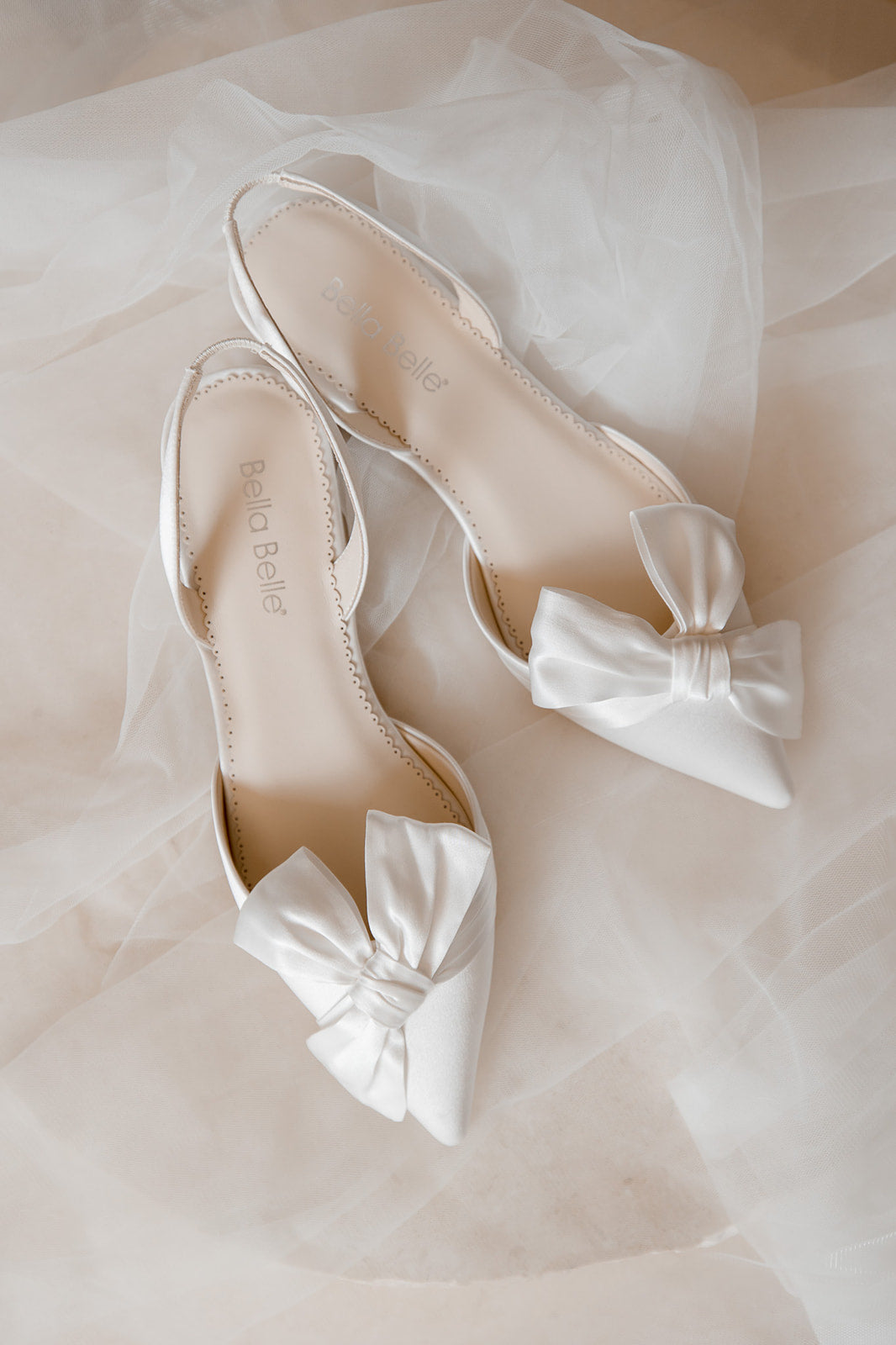 Buy Reilly - Ivory Slingback D'Orsay Bridal Flats with Bow online | The White Collection Australia