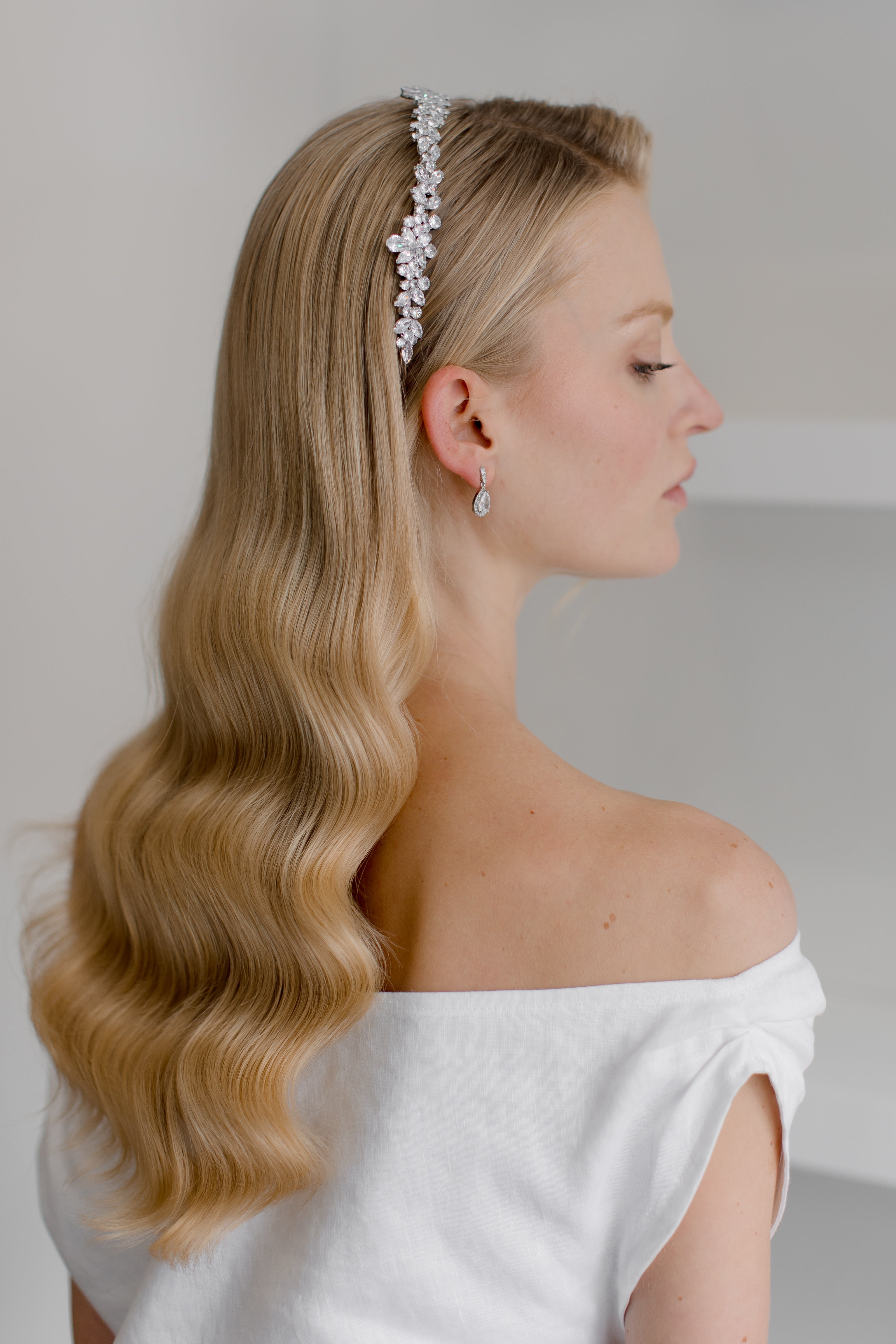 Buy Saphira - Elegant Sparkling Crystal Bridal Headband Crown online | The White Collection Australia