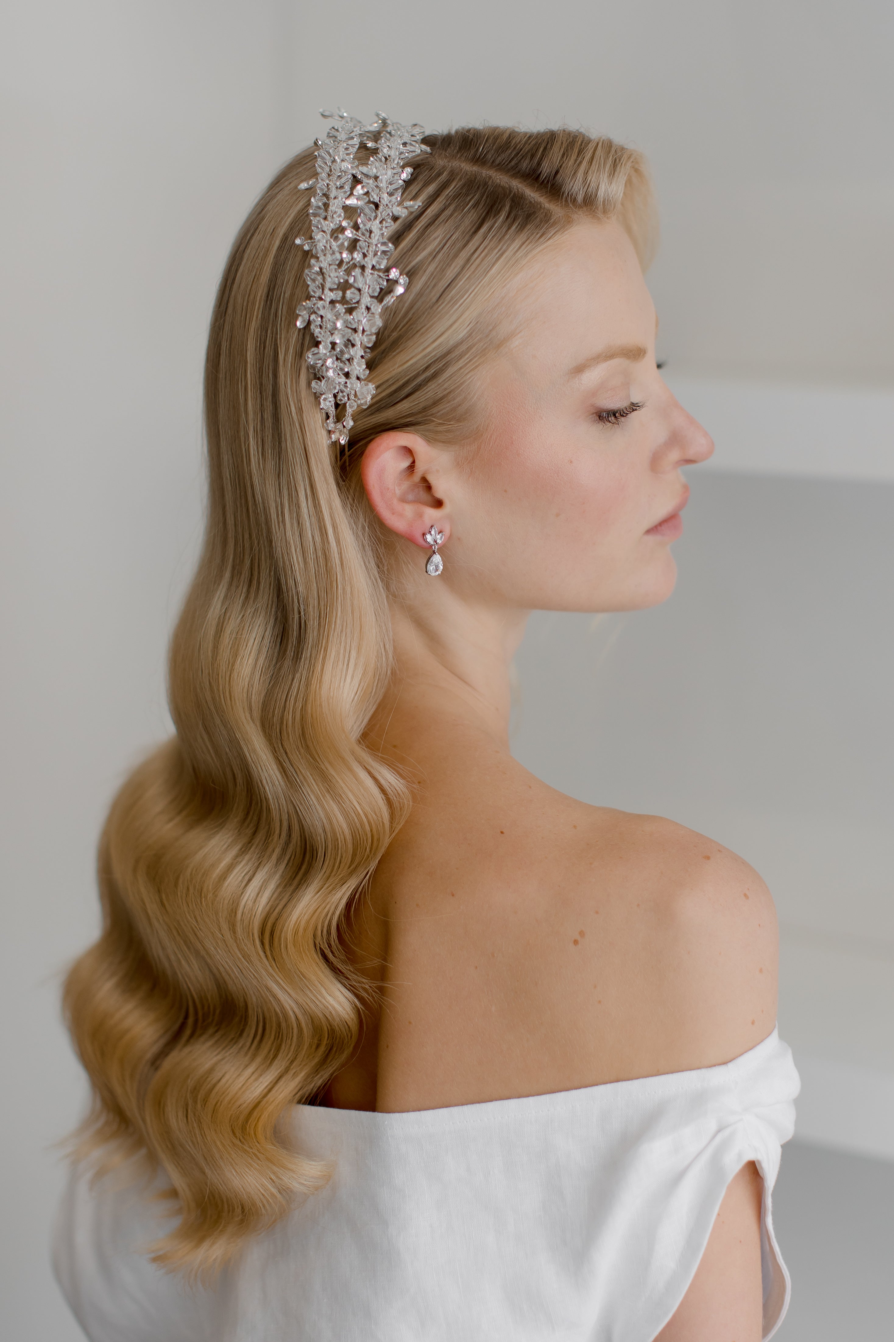 Buy Celina - Twin Band Classical Crystal Headband online | The White Collection Australia